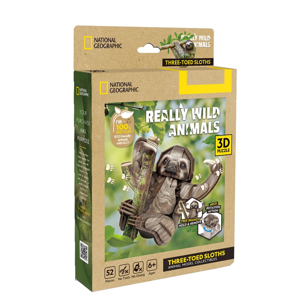 3D Puzzle - Really Wild Animals Three-Toed Sloths