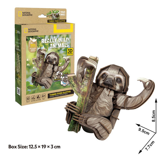 3D Puzzle - Really Wild Animals Three-Toed Sloths
