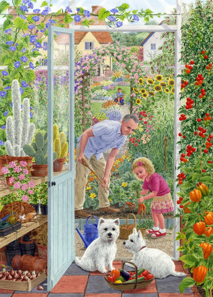Puzzle - Holdson - Out the Back Door - Veggie Garden Yorkies - 500pc XL